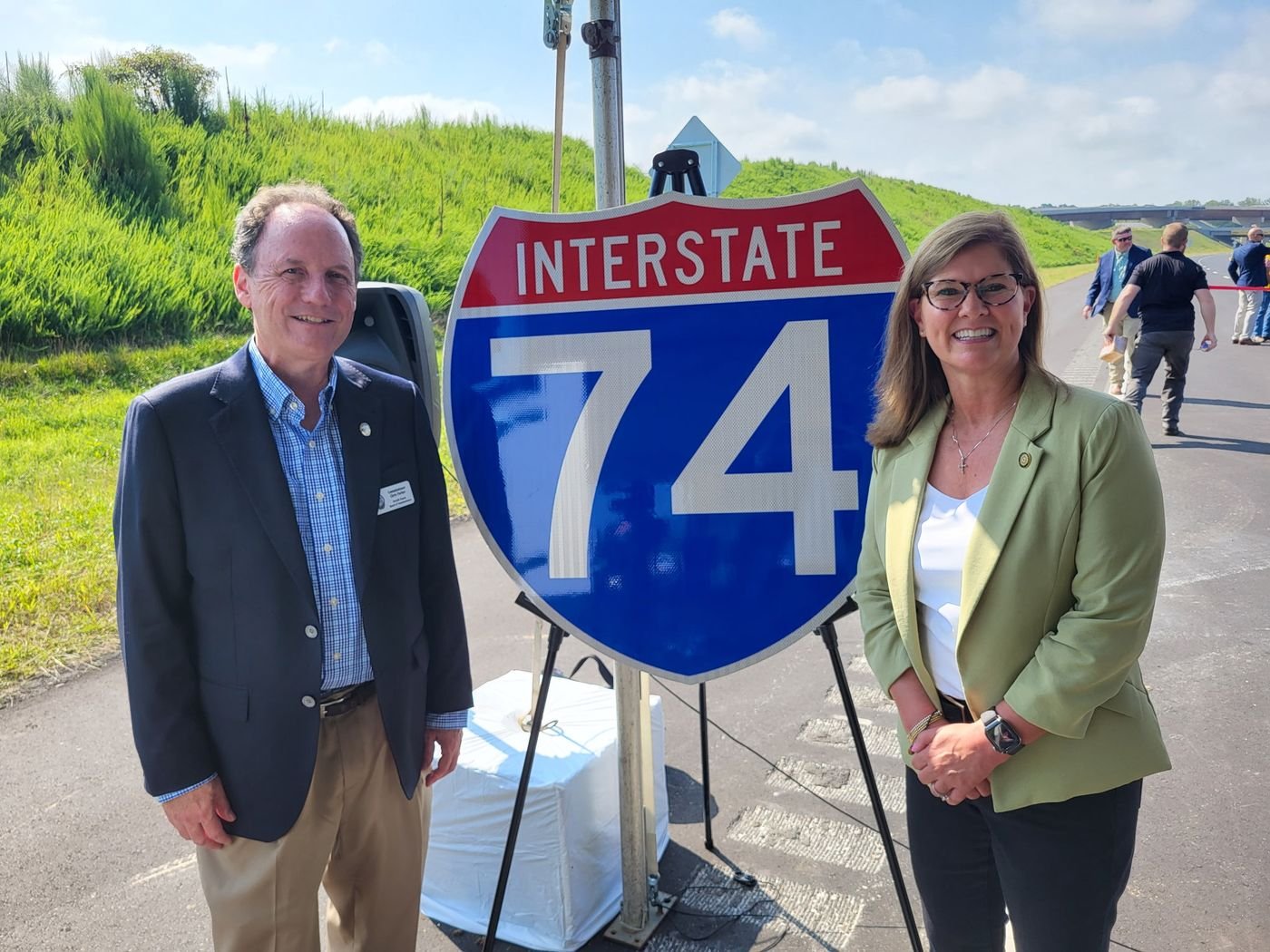 Chris Parker at the opening of a new section of Interstate 74